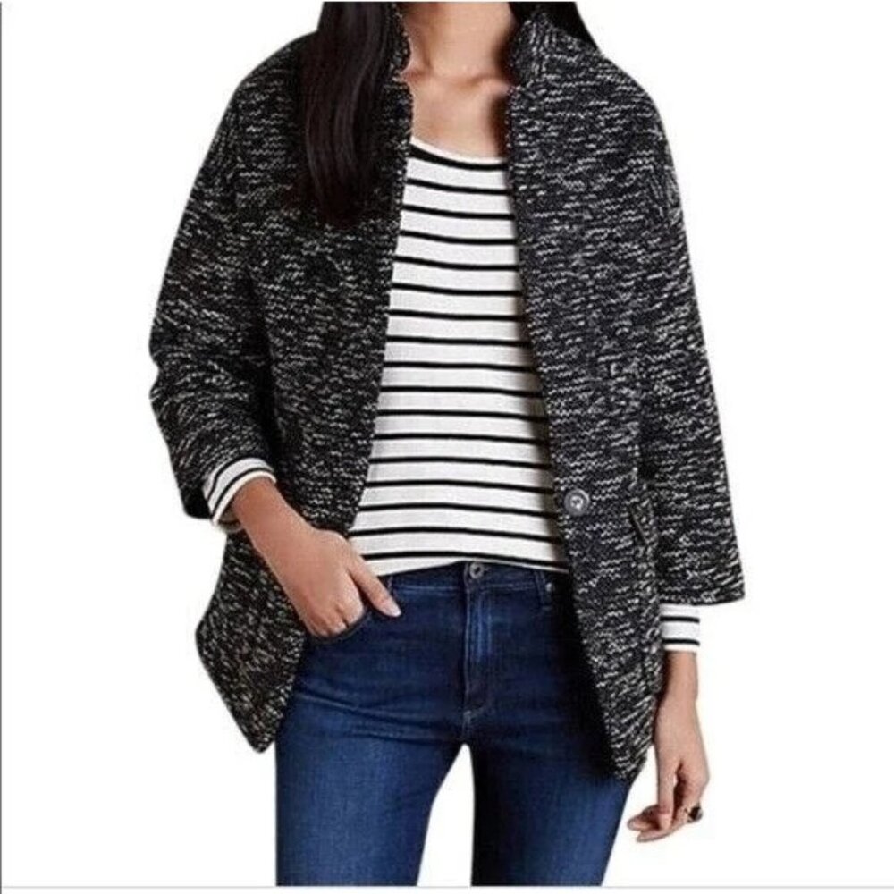 Anthropologie Elevenses Coat Jacket Size 6 Minka  Black White Career Office Work